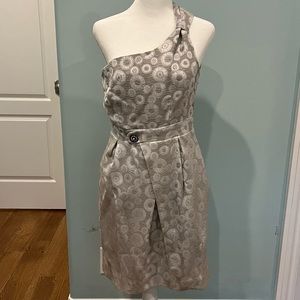 ANTHROPOLOGIE Moulinette Souers Grey Geometric One Shoulder Dress 4